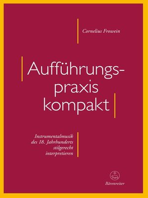 cover image of Aufführungspraxis kompakt